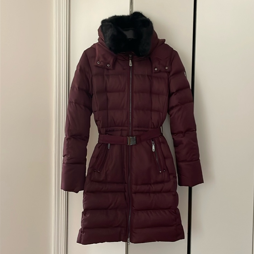 Vince Camuto Women’s Midi Down Coat with Faux Fur Trim - Port Royale (Color)